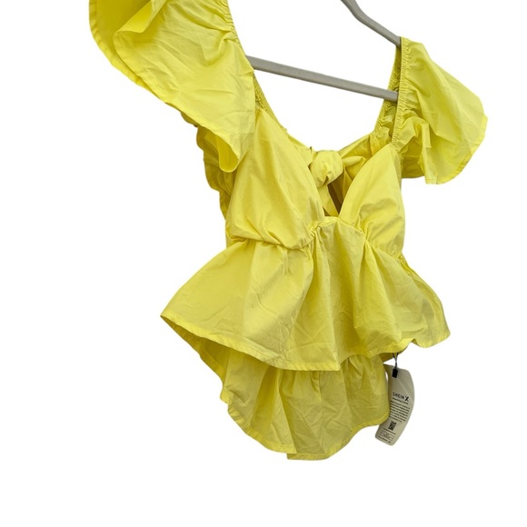 SHEIN X Yellow Ruffle Crop Top - Picture 2 of 6